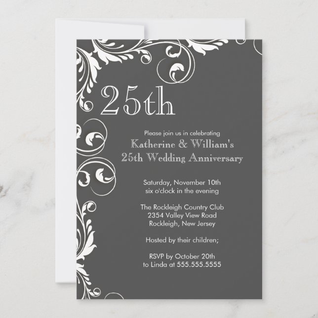 Party Einladungen zum 25. Hochzeitstag (Vorderseite)