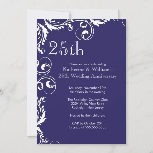 Party Einladungen zum 25. Hochzeitstag (Vorderseite)