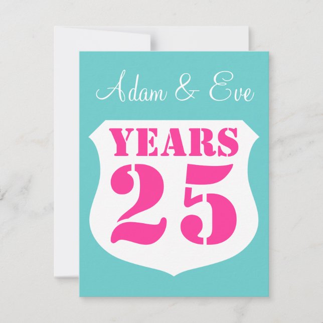 Party Einladungen zum 25. Hochzeitstag Moderne (Vorderseite)