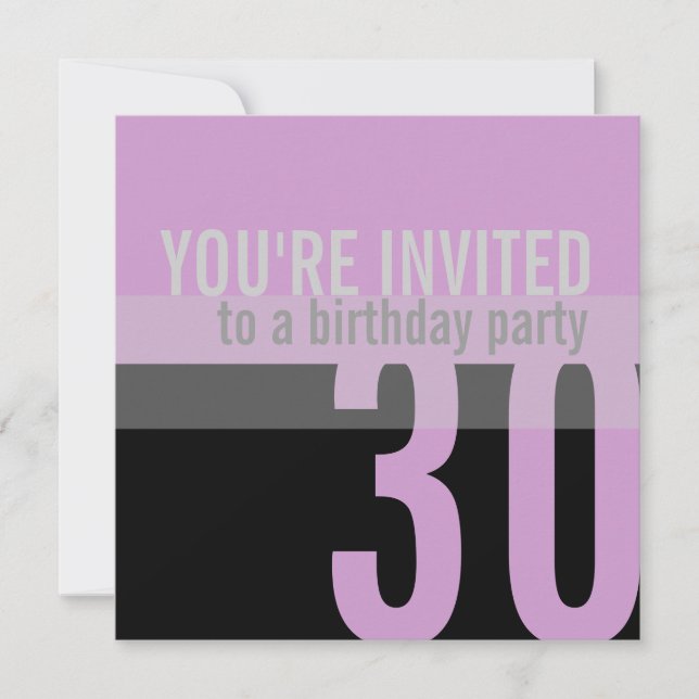 Party Einladungen zum 30. Geburtstag {Lila} (Vorderseite)