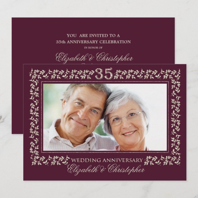 Party Einladungen zum 35. Hochzeitstag (Vorne/Hinten)