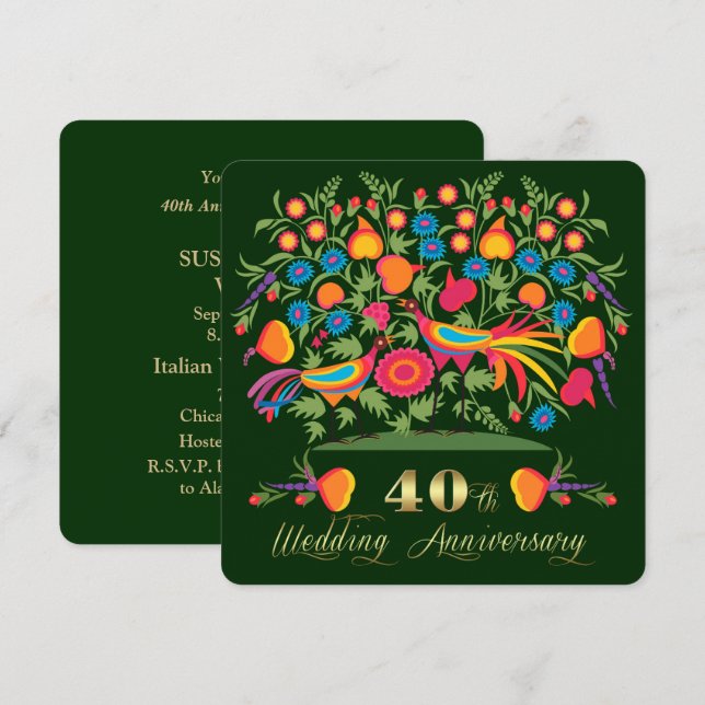 Party Einladungen zum 40. Hochzeitstag (Vorne/Hinten)