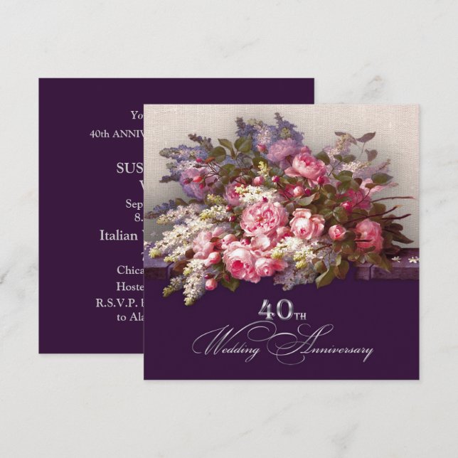 Party Einladungen zum 40. Hochzeitstag (Vorne/Hinten)