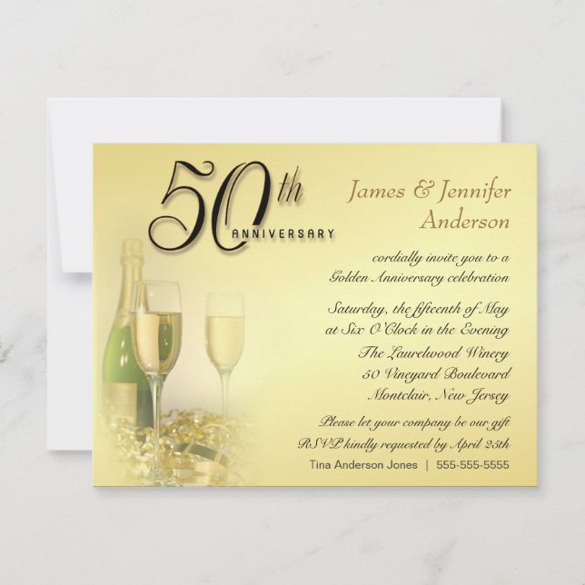 Party Einladungen zum 50. Goldenen Jahrestag (Vorderseite)