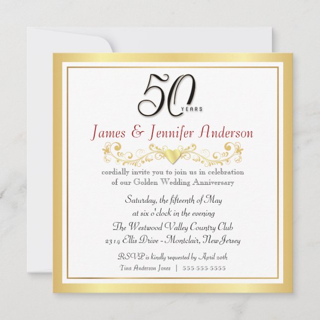Party Einladungen zum 50. Hochzeitstag (Vorderseite)