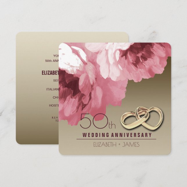 Party Einladungen zum 50. Hochzeitstag (Vorne/Hinten)