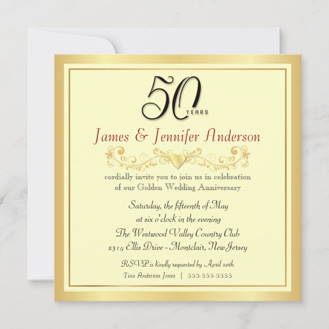 Party Einladungen zum 50. Hochzeitstag (Vorderseite)