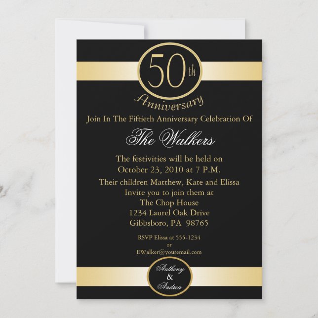 Party Einladungen zum 50. Hochzeitstag (Vorderseite)