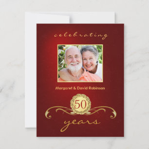 Party Einladungen zum 50. Jahrestag - Elegant Rot