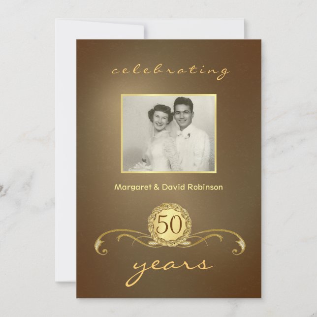 Party Einladungen zum 50. Jahrestag - Vintages Gol (Vorderseite)