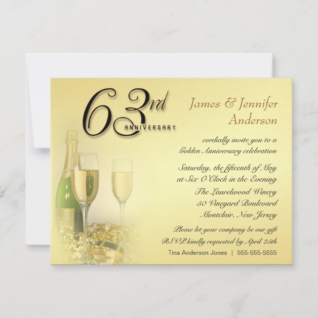 Party Einladungen zum 63. Hochzeitstag (Vorderseite)