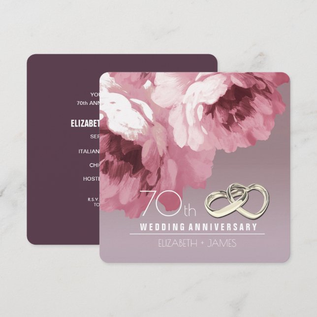 Party Einladungen zum 70. Hochzeitstag (Vorne/Hinten)