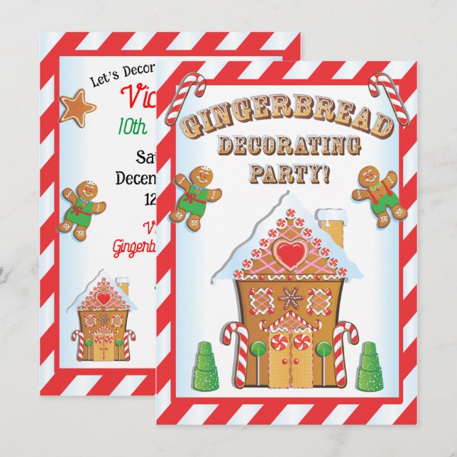Party Einladungen zum Dekorieren von Lebkuchen (Vorne/Hinten)