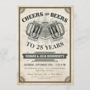 Party Einladungen zum Jahrestag Cheers & Beers