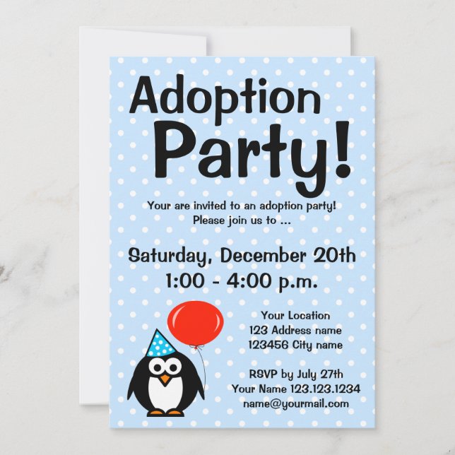 Party Einladungen zur Ankündigung von Adoptionen (Vorderseite)
