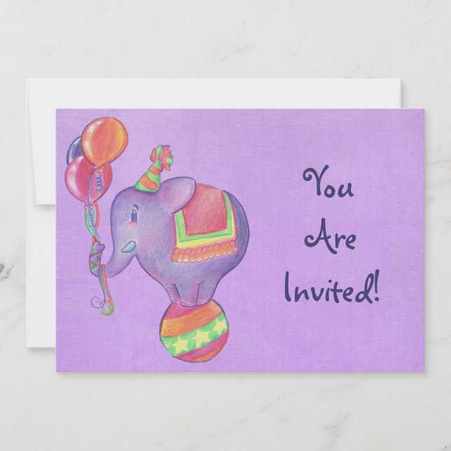 Party-Elefant-Einladung Einladung (Vorderseite)