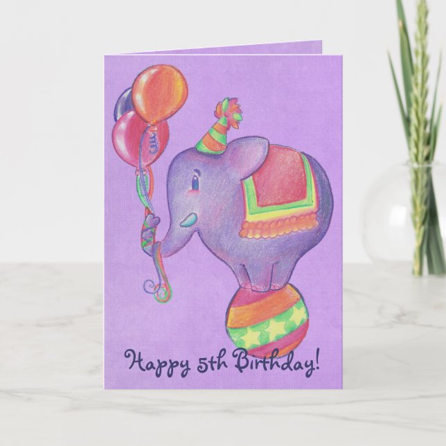 Party Elephant Birthday Card Karte (Vorderseite)