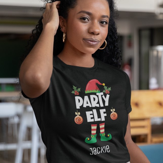 Party elf Weihnachtsfamilie passend Outfit Name T-Shirt (Von Creator hochgeladen)