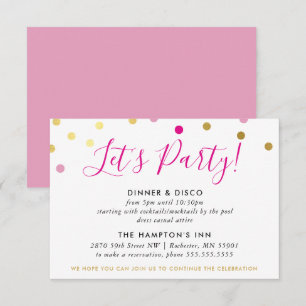 PARTY EMPFANG INFO glam conetti Spot Gold Rosa Einladung