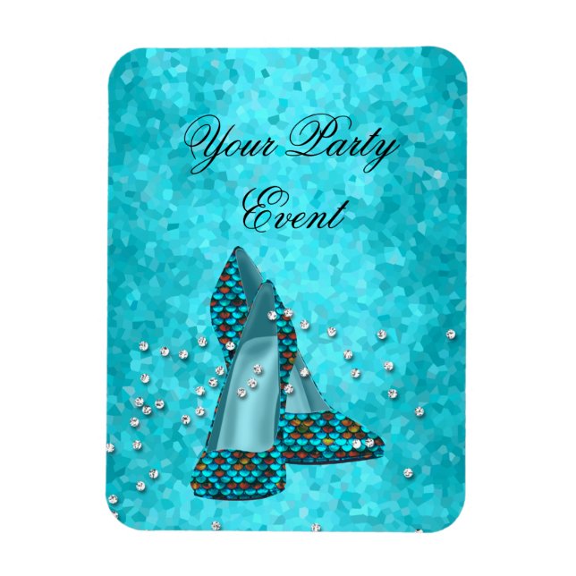 Party Event Aquamarin Blue Glitzer Shoes Magnet (Vertikal)