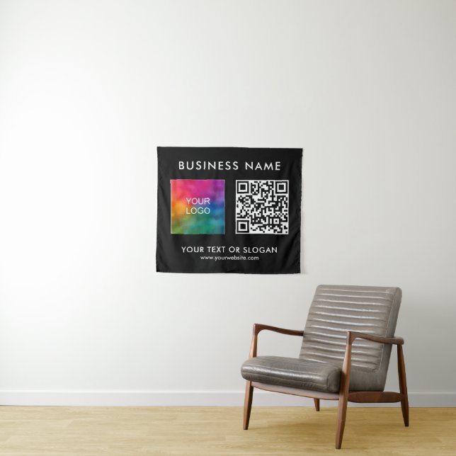 Party-Event-QR-Code-Logo-Hintergrund Wandteppich (Beispiel (Horizontal))