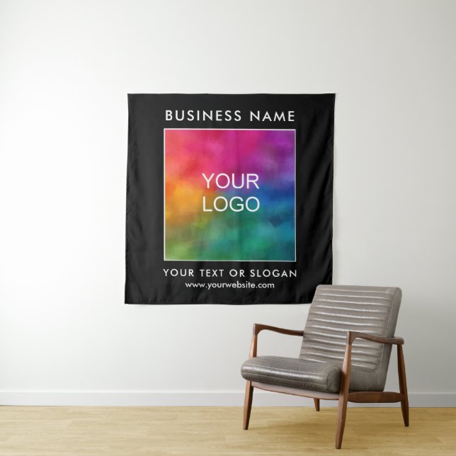 Party Event Seminar Business Company Logo Schwarz Wandteppich (Beispiel)