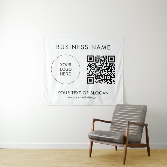 Party Event Seminar Logo Text QR Code Hintergrund Wandteppich (Beispiel (Horizontal))