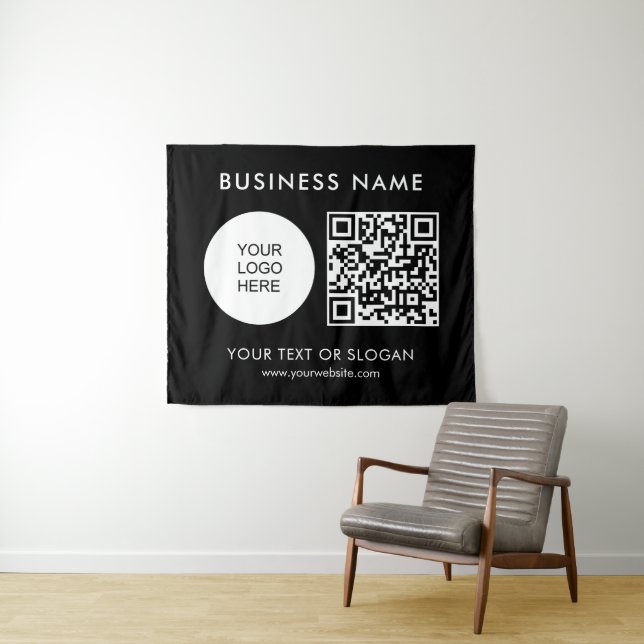 Party Event Seminar QR Code Logo Text Medium Wandteppich (Beispiel (Horizontal))