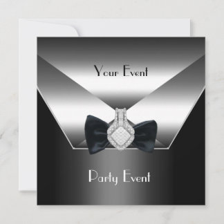 Party Event Silver Black Krawatte Diamond Jewel Einladung