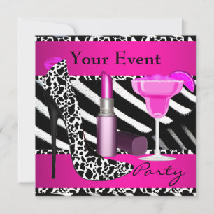 Party-Event Zebraschuhe Hot Pink Lippenstift Einladung