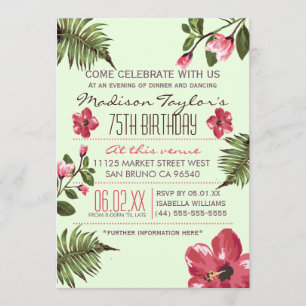 Party Exotic Hibiskus & Tropical Palm Blätter Einladung