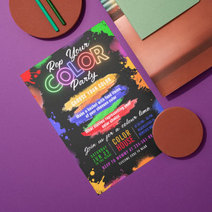 Party Farbe Schwarz Einladung Editable Einladung