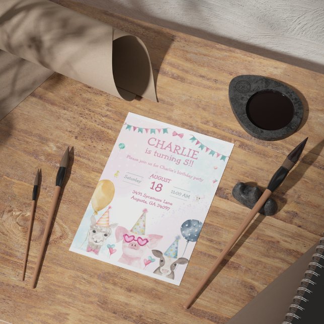 Party Farm Animals Birthday Whimsy Einladung (Von Creator hochgeladen)