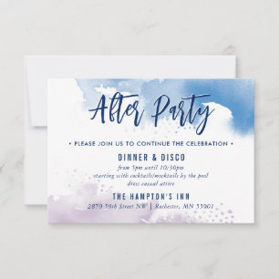 PARTY FEIERKARTE niedlich blaue lila Aquarellfarbe RSVP Karte