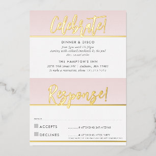 PARTY FEIERSCHAFT & REAKTION KARTE Rosa Gold