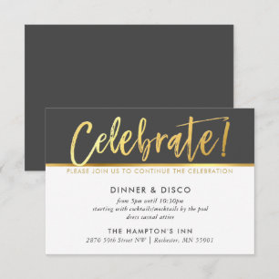 PARTY-FEIERUNGSDETAILS: Darkgrau-Goldschrift Einladung