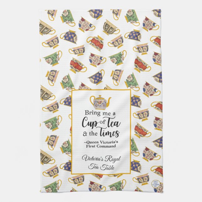 Party Fine Art Teacup Muster Queen Victoria Tee Geschirrtuch (Vertikal)