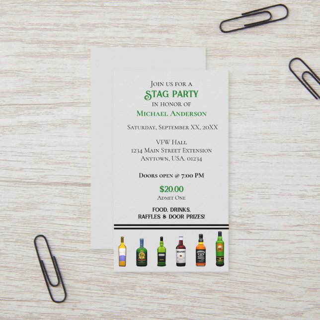 Party Flasche Einladung (Vorderseite/Rückseite Beispiel)