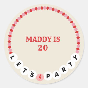 Party Freundschaft Bracelet Red Pink Geburtstag Runder Aufkleber