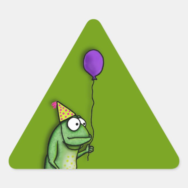 Party Frog Dreieckiger Aufkleber (Vorderseite)