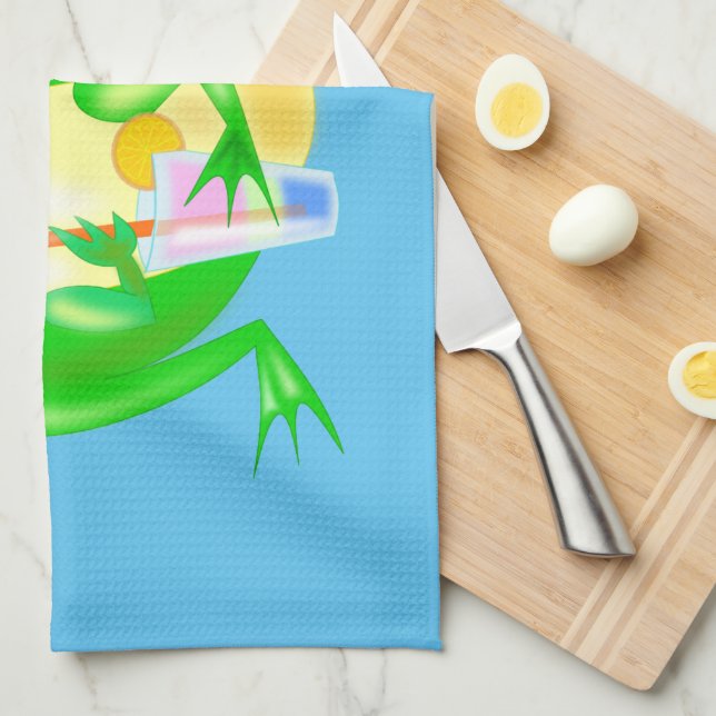 Party Frog Kitchen Handtuch Blau - Ihre Farben (Viertel Falte)