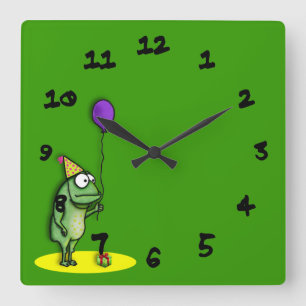 Party Frog Quadratische Wanduhr