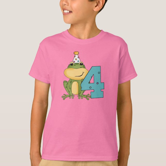 Party Frosch 4. Geburtstag T - Shirt und Geschenke (Vorderseite)