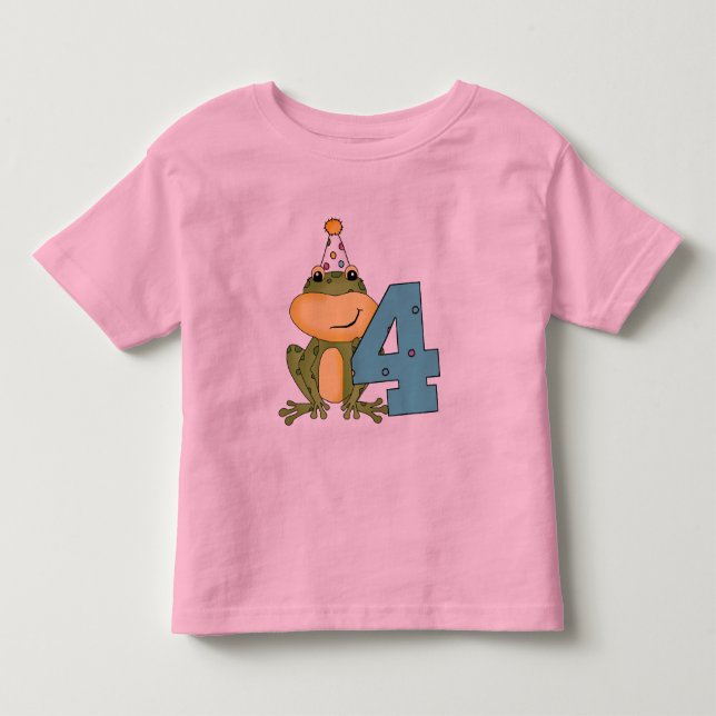 Party Frosch 4. Geburtstag T - Shirt und Geschenke (Vorderseite)