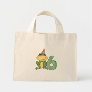 Party Frosch 6. Geburtstag T - Shirt und Geschenke Mini Stoffbeutel