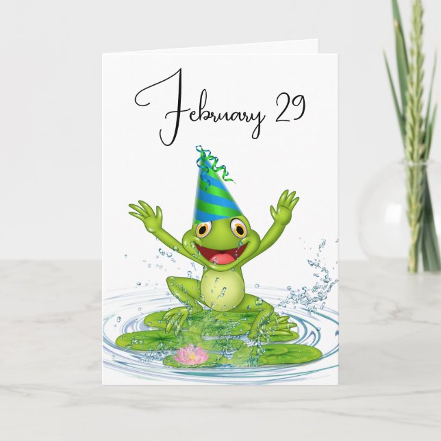 Party Frosch für Leap Jahr Geburtstag Karte (Vorderseite)