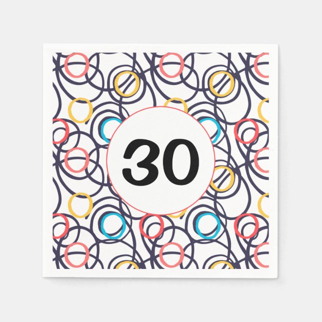 Party Funky Doodles zum 30. Serviette (Vorderseite)