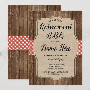 Party für Altersversorgung Invite Gingham GRILLEN  Einladung