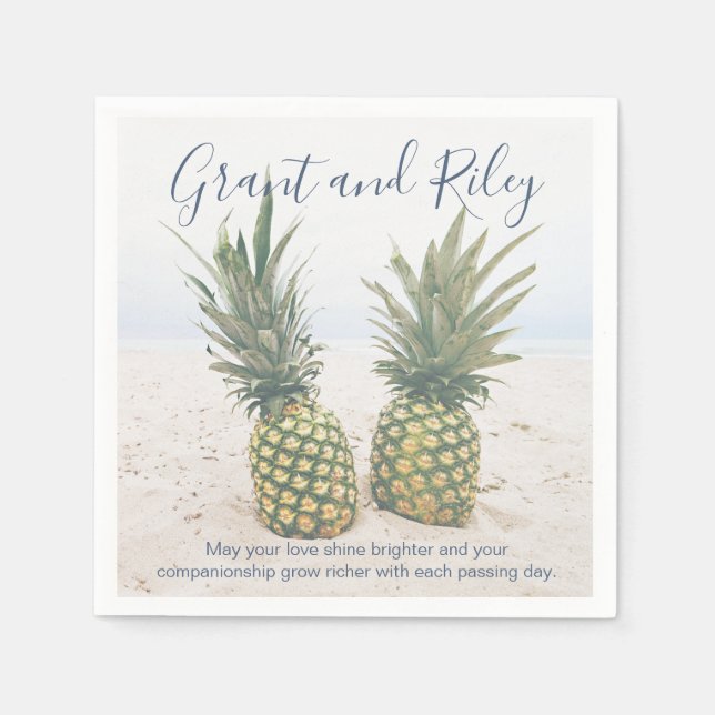 Party für Ananas mit tropischem Strand Serviette (Vorderseite)