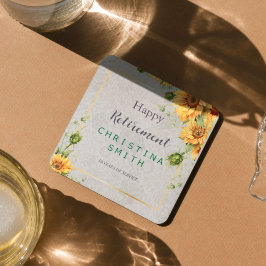 Party für antike Watercolor Sonnenblumen Rechteckiger Pappuntersetzer